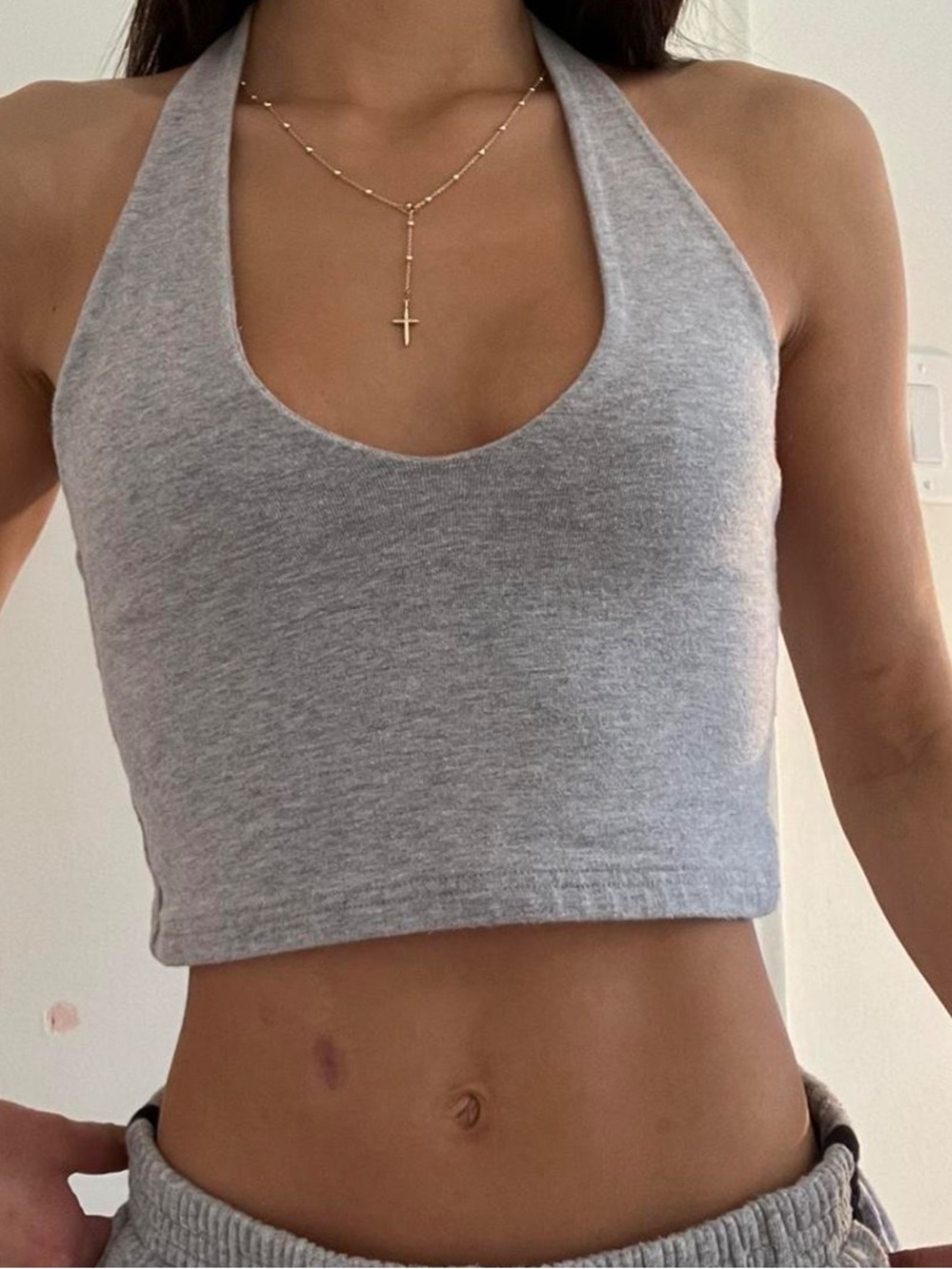 brand new brandy melville gray halter tank top